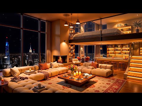 A Peaceful Night in NYC 🌃 Luxury Apartment Ambience & Smooth Jazz Saxophone Music for Sleep, Relax