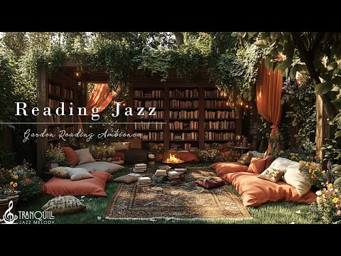 Spring Reading Nook Jazz | Smooth Jazz Music & Coffee Garden With Fireplace By The Forest To Study