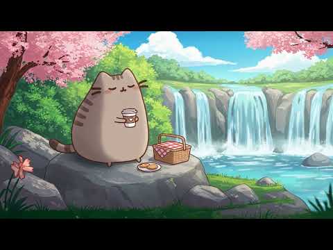 Pusheen’s Spring Café ☕🌸 Chill Lofi Beats for a Cozy 🌿 Warm & Cozy Beats for Relaxation