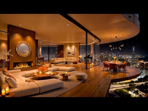 A Peaceful Night 🌃 Relax in a Luxury Chicago Apartment with Tender Jazz Saxophone & Fireplace Sounds